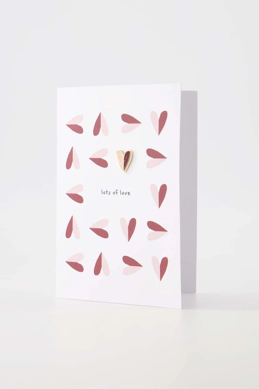 Zusss wenskaart broche lots of love roze/rood