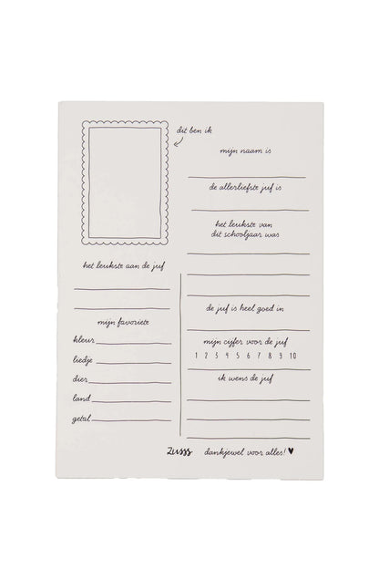 Zusss ansichtkaart armbandje liefste juf