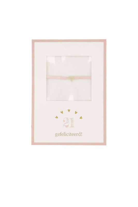 Zusss armbandje hartje 21 gefeliciteerd
