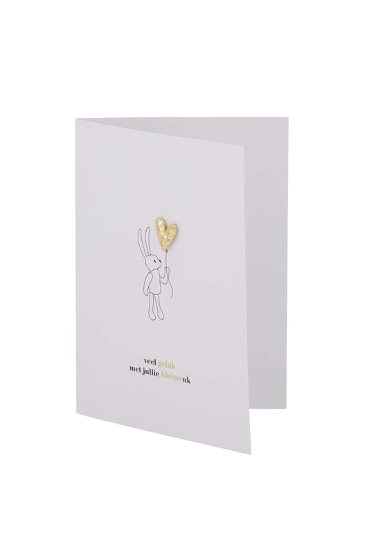Zusss wenskaart broche hartje kleine uk wit/zwart/goud