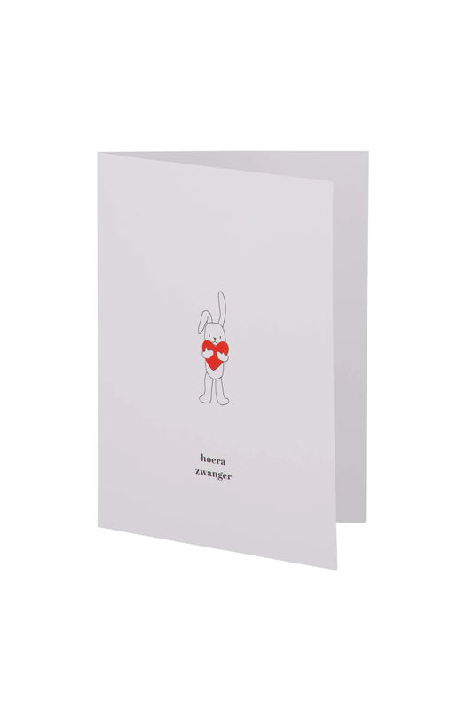 Zusss wenskaart hoera zwanger wit/zwart/rood