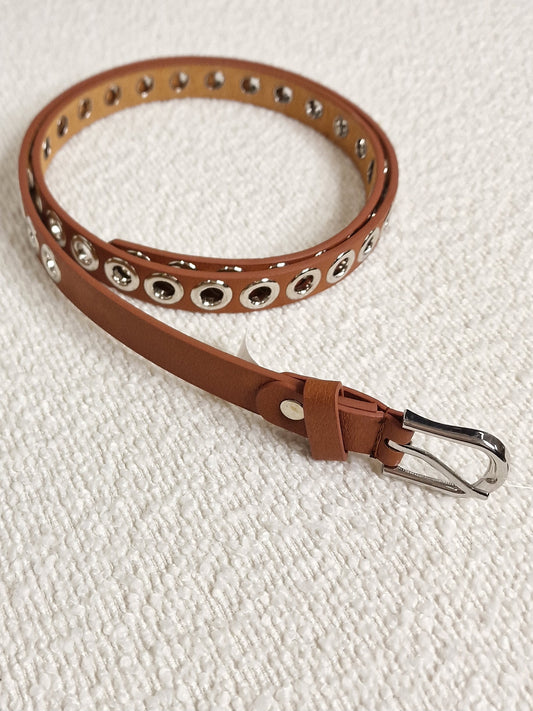 Riem- Cognac/ zilver