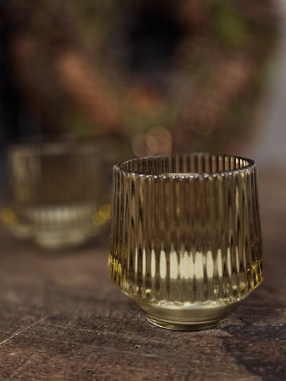 Windlicht glas 7x8 cm.- groen