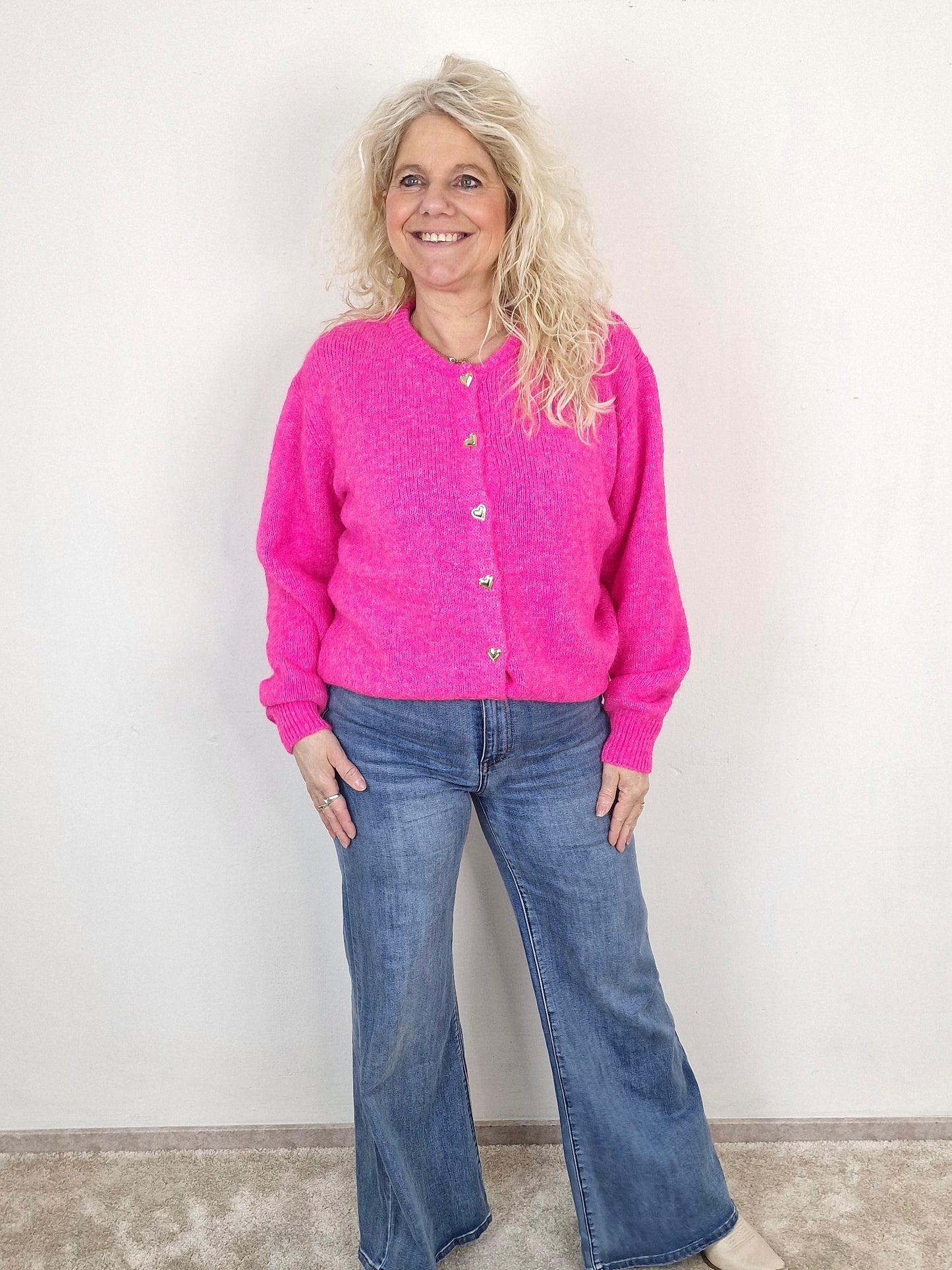 Vest Sjuul hartjesknopen - Roze