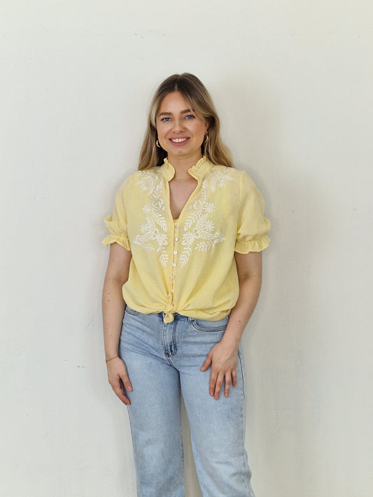 Maartje ruitjes blouse - Yellow