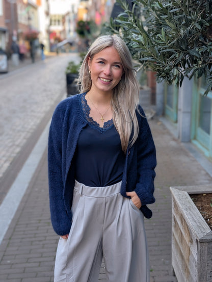 Gebreid vest Demi - Donkerblauw