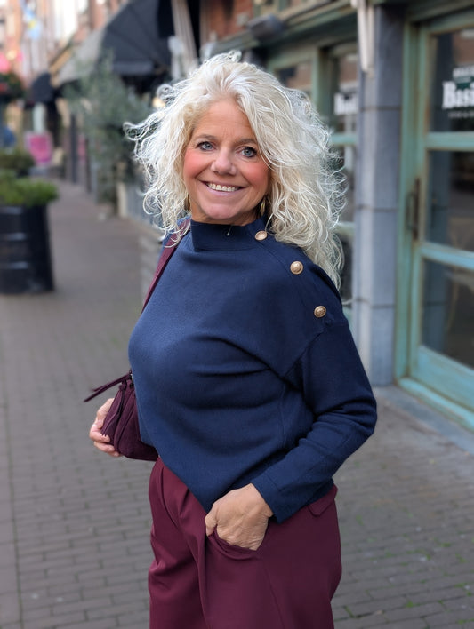 Trui Paula knopen - Donkerblauw