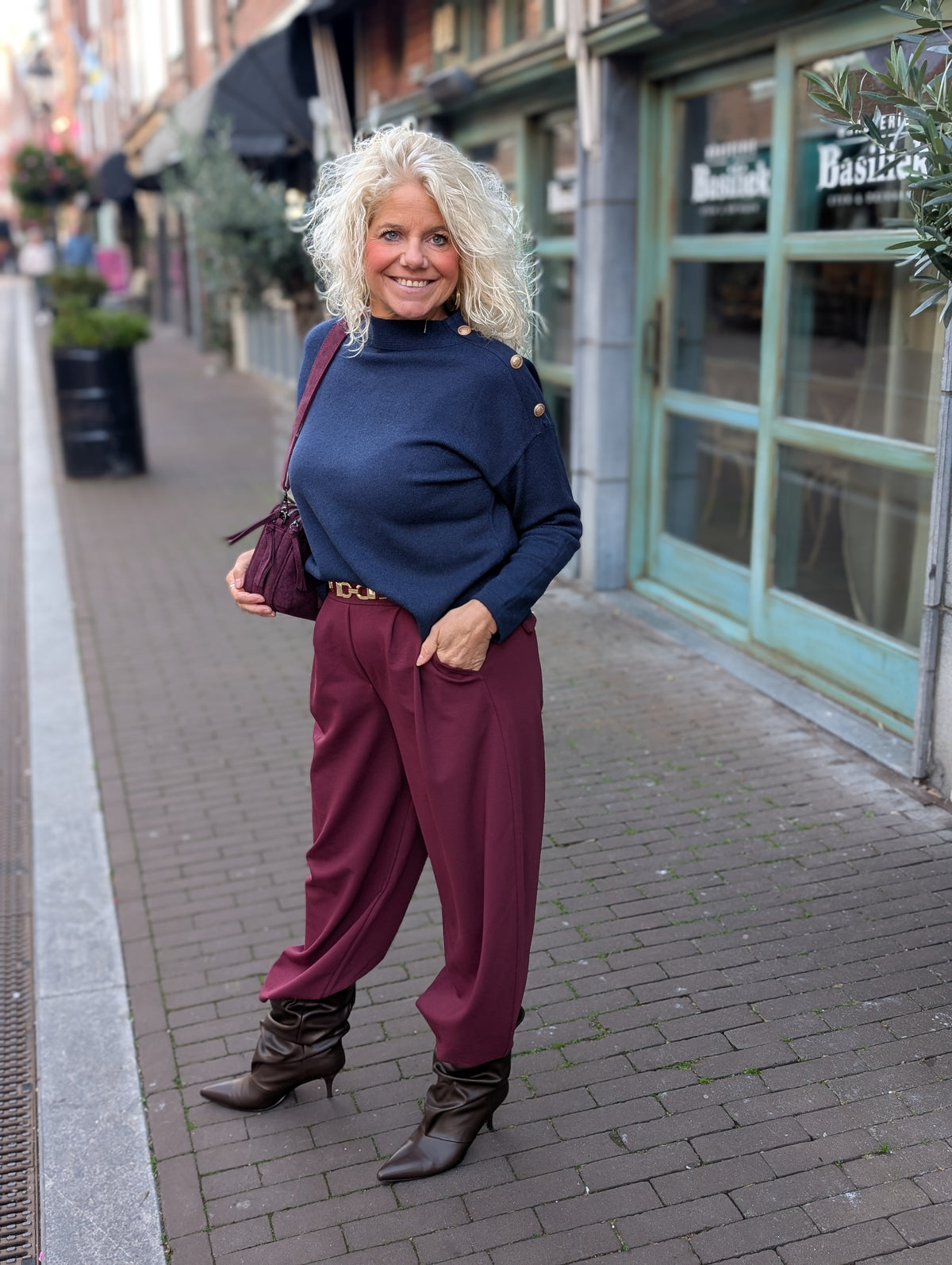 Trui Paula knopen - Donkerblauw