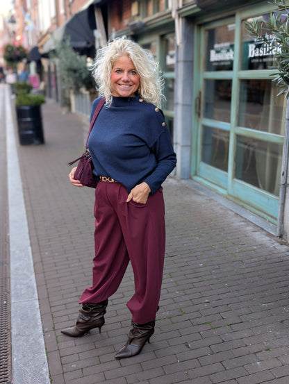 Trui Paula knopen - Donkerblauw