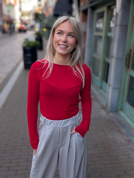 Cashmere soft longsleeve top - Rood