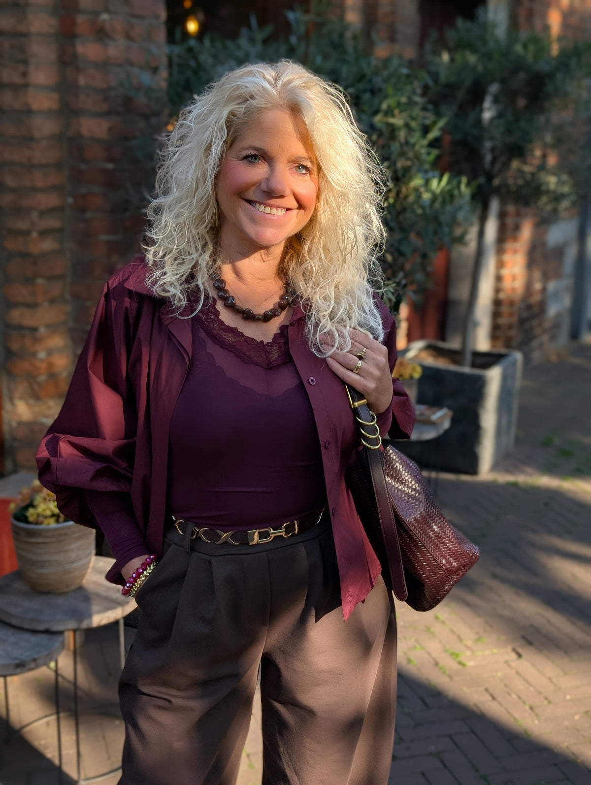 Katoenen blouse Amelie - Bordeax