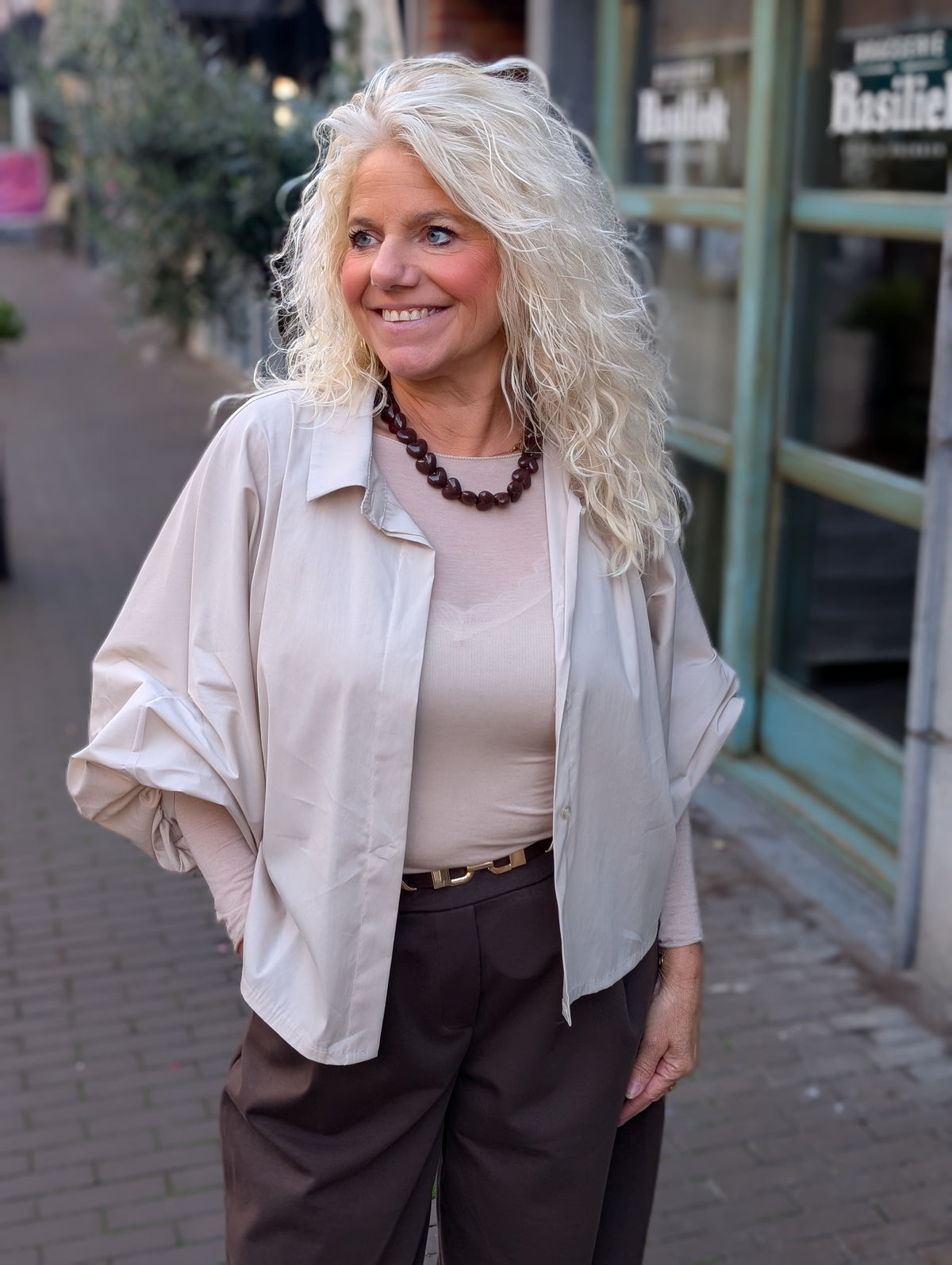 Katoenen blouse Amelie - Beige