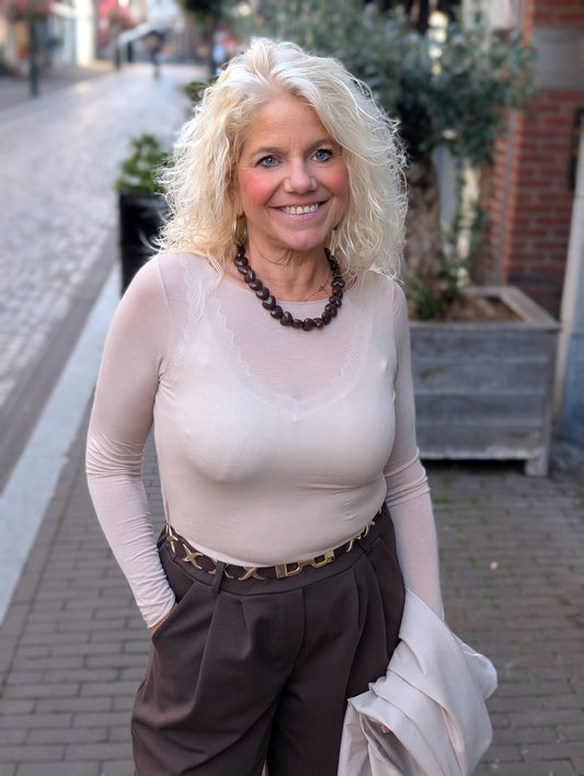 Cashmere soft longsleeve top - Beige