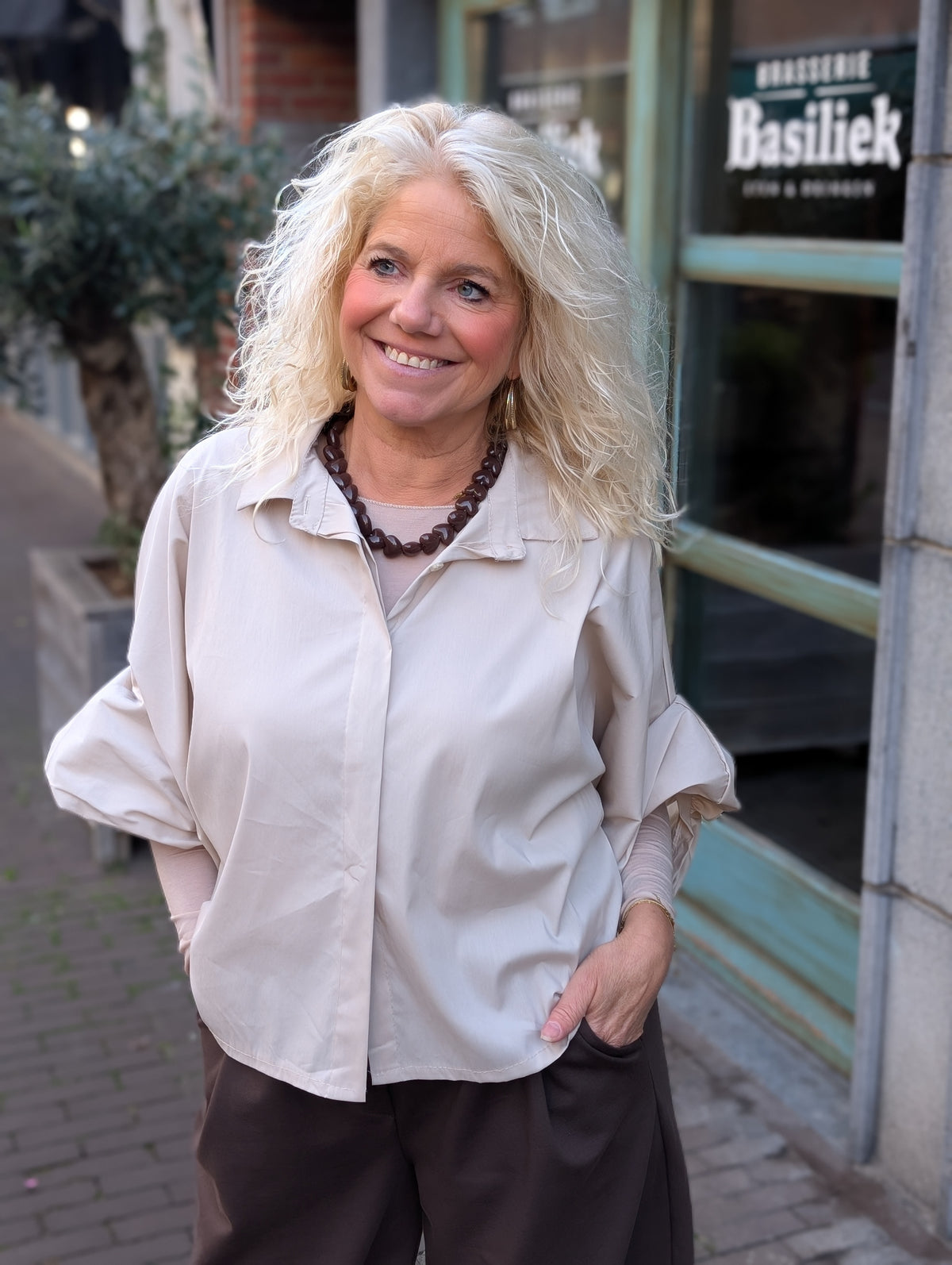 Katoenen blouse Amelie - Beige