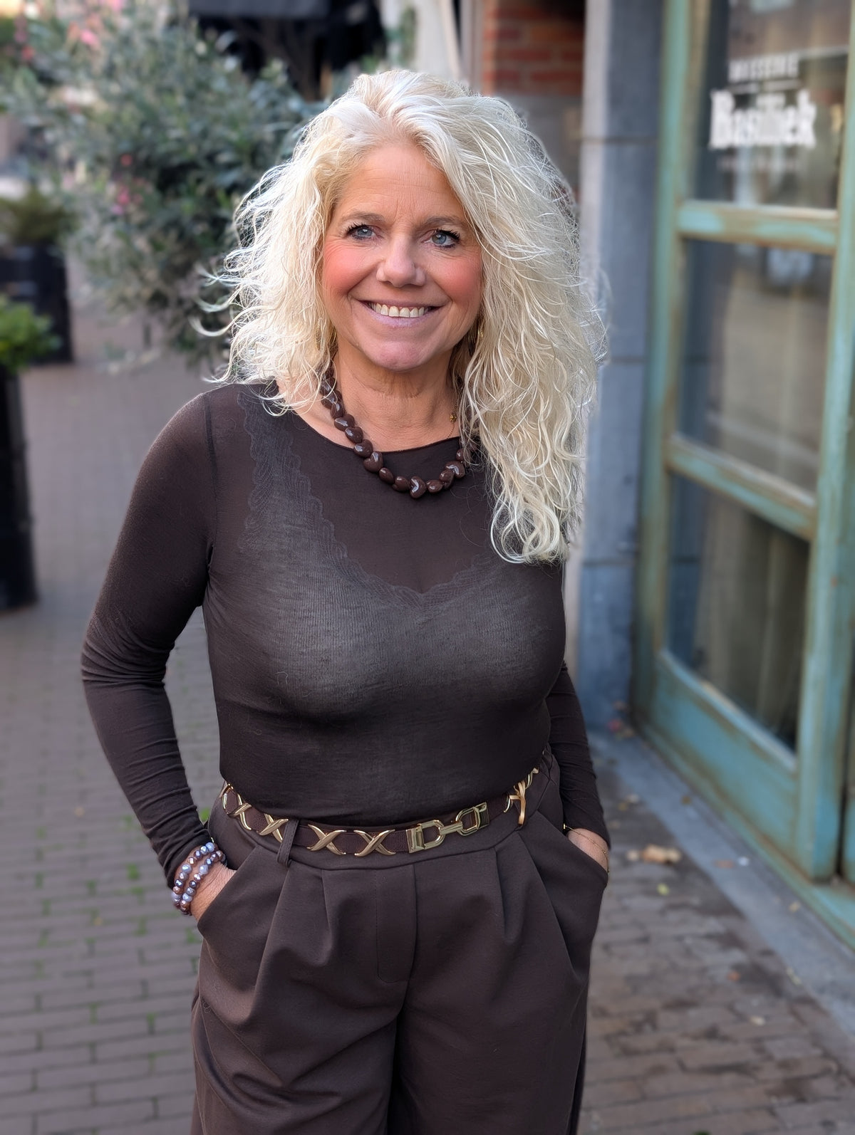 Cashmere soft longsleeve top - Bruin