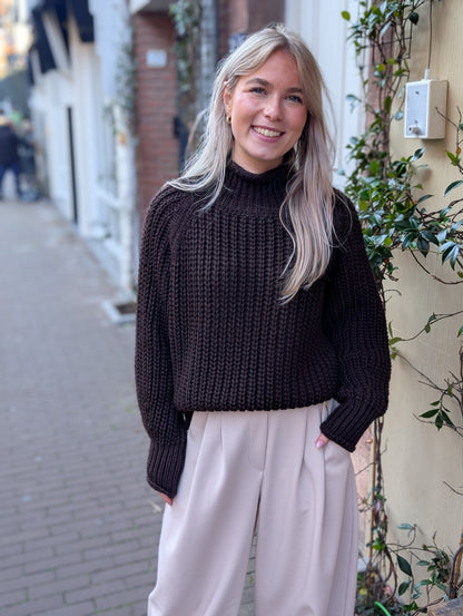 Grof gebreide trui Vivianne - Bruin