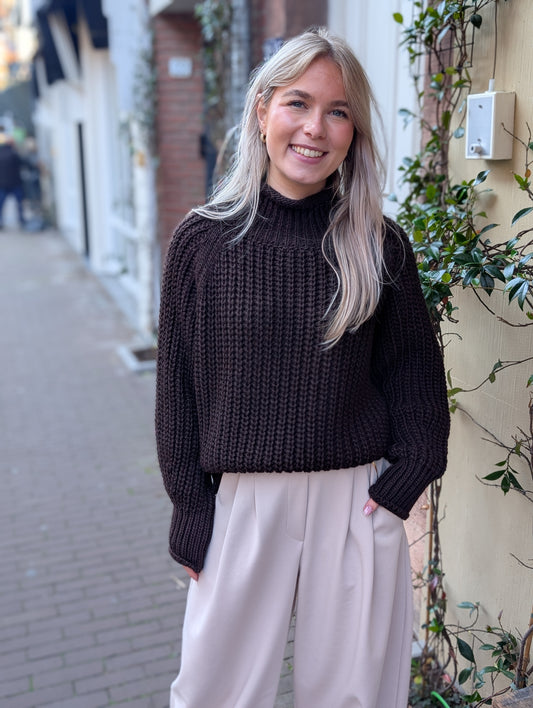 Grof gebreide trui Vivianne - Bruin