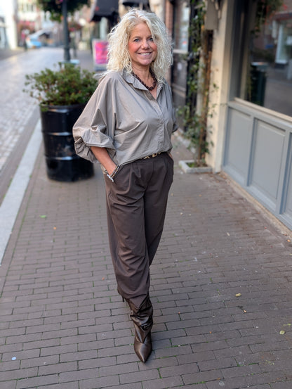 Katoenen blouse Amelie - Taupe