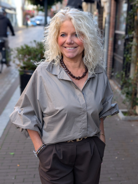 Katoenen blouse Amelie - Taupe