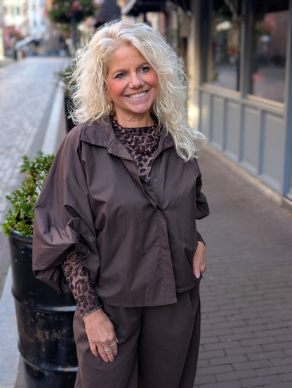 Katoenen blouse Amelie - Bruin