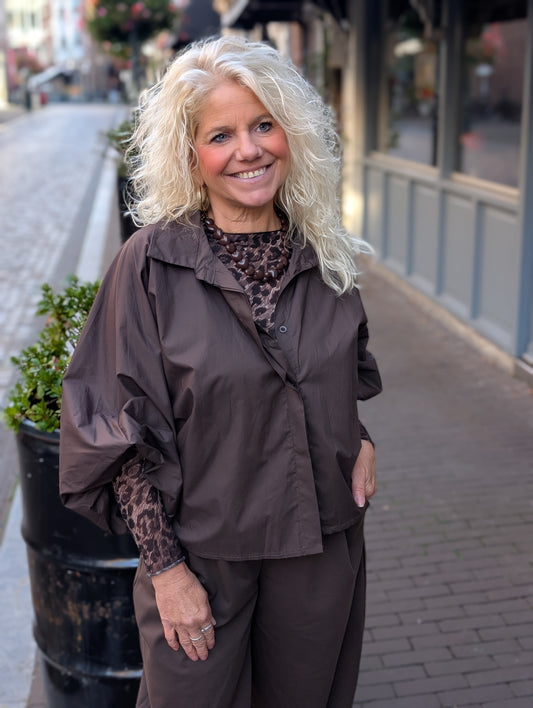 Katoenen blouse Amelie - Bruin