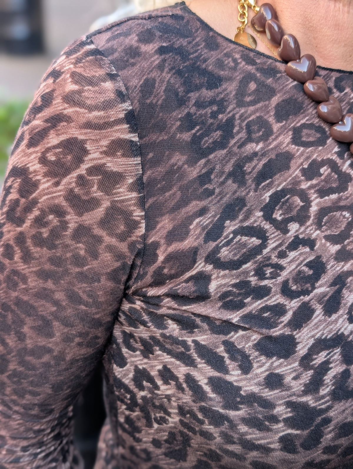 Cashmere longsleeve panterprint - Bruin/Zwart
