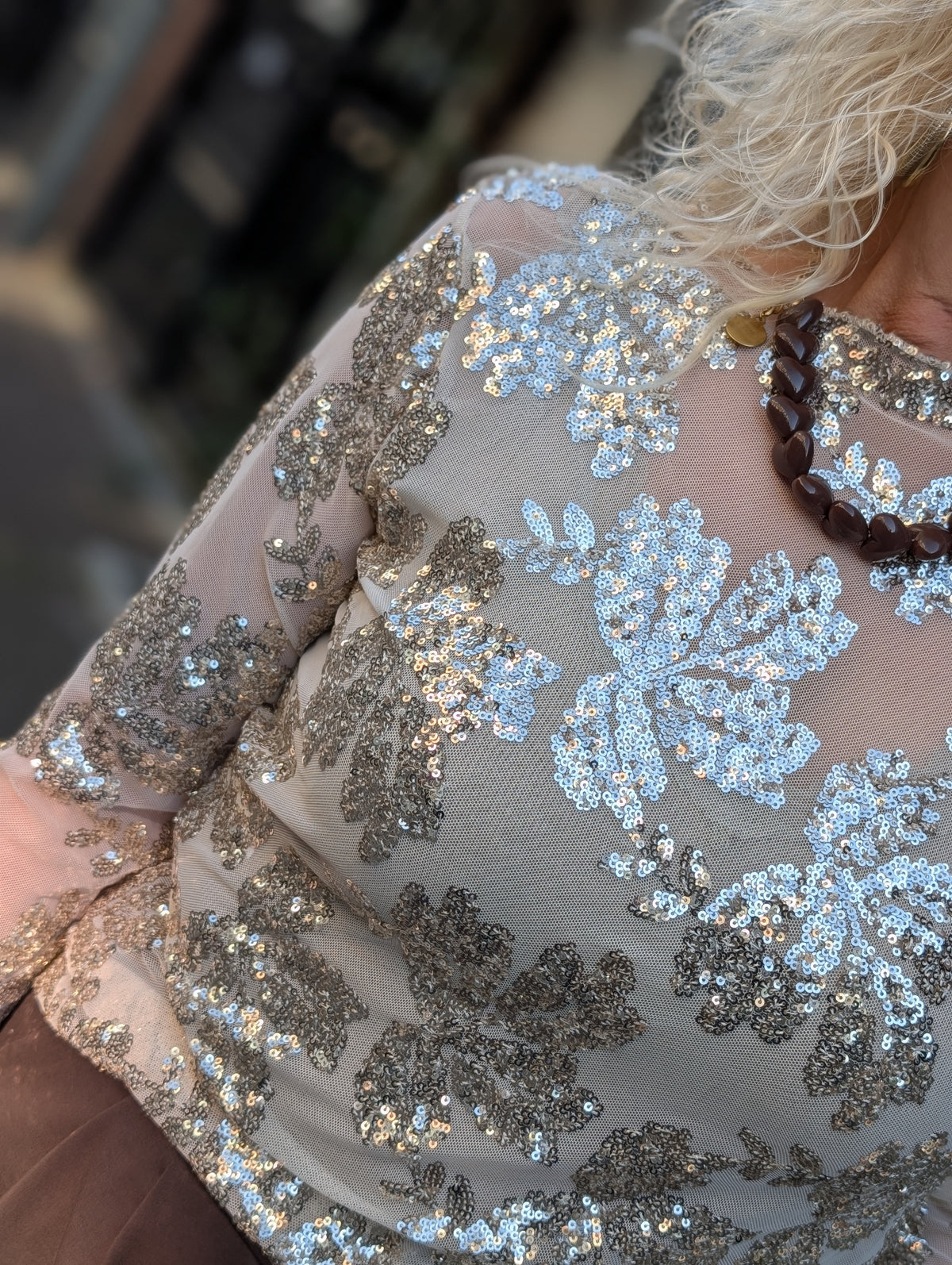 Sparkle mesh top - Beige