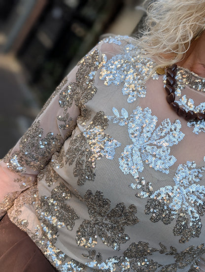 Sparkle mesh top - Beige