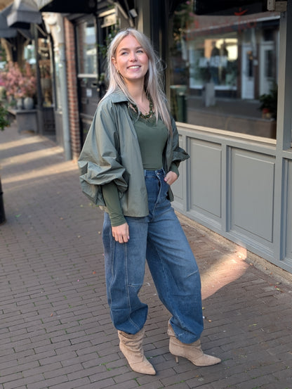 Katoenen blouse Amelie - Army Groen