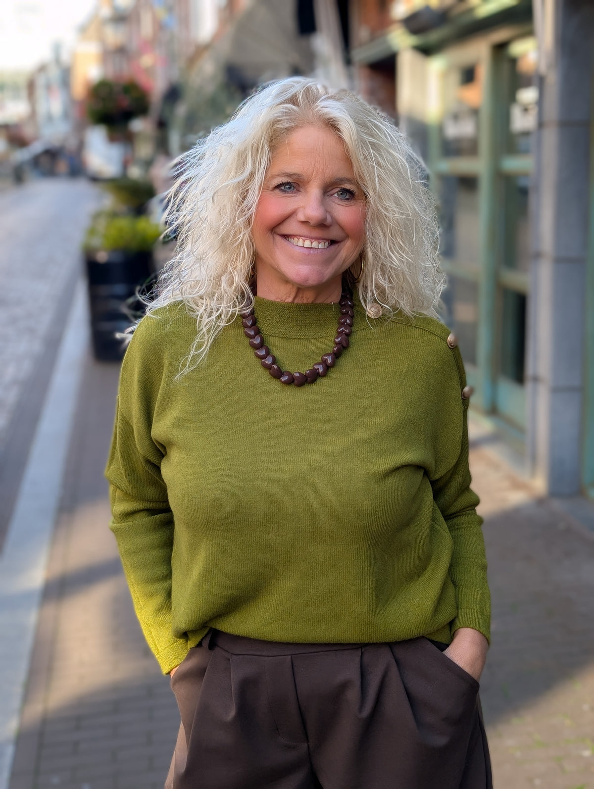Trui Paula knopen - Groen