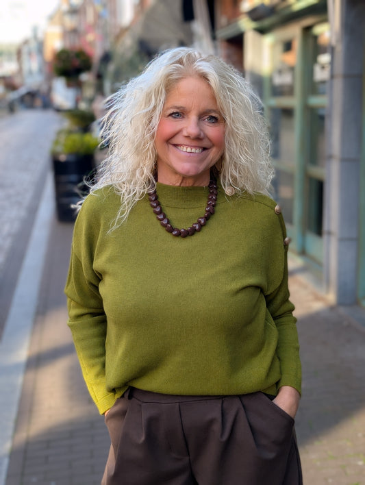 Trui Paula knopen - Groen