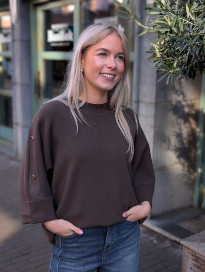 Oversized knit Fayen glitter bies - Bruin