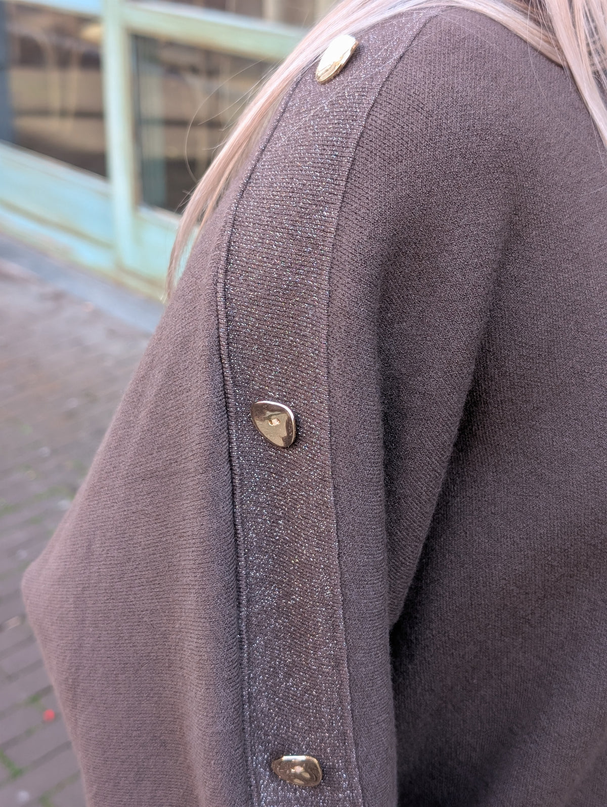 Oversized knit Fayen glitter bies - Bruin