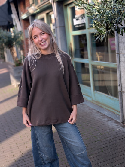 Oversized knit Fayen glitter bies - Bruin