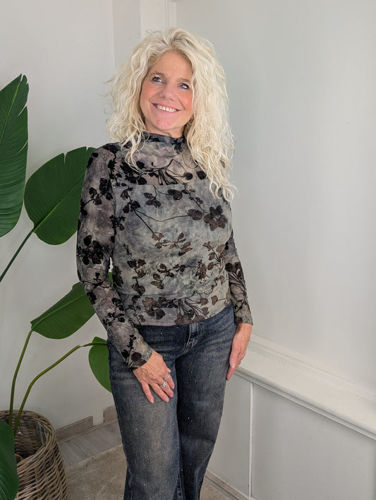 Mesh top flowers - Groen