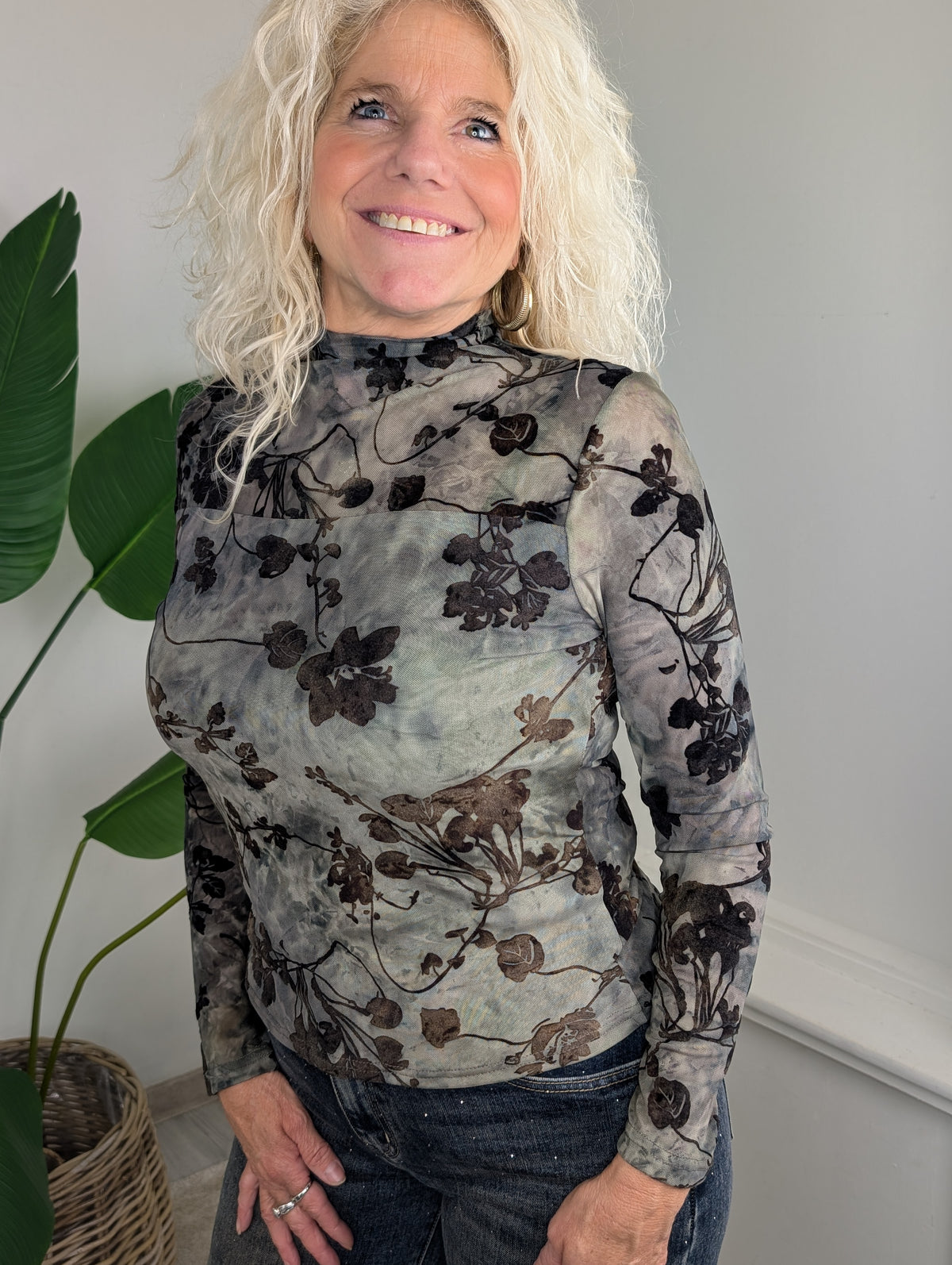 Mesh top flowers - Groen