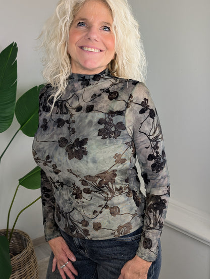 Mesh top flowers - Groen
