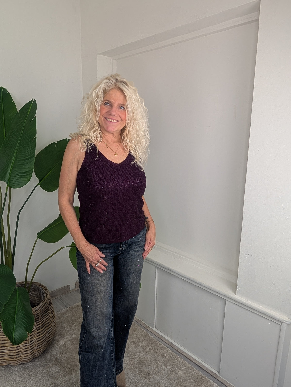 Glitter top Yvet - Bordeaux