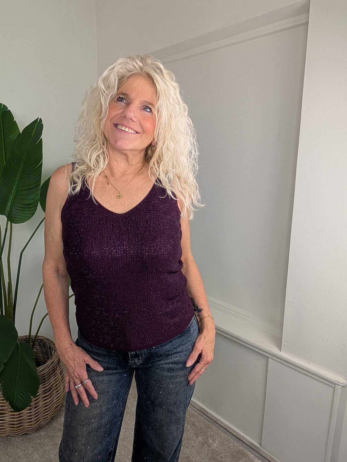 Glitter top Yvet - Bordeaux