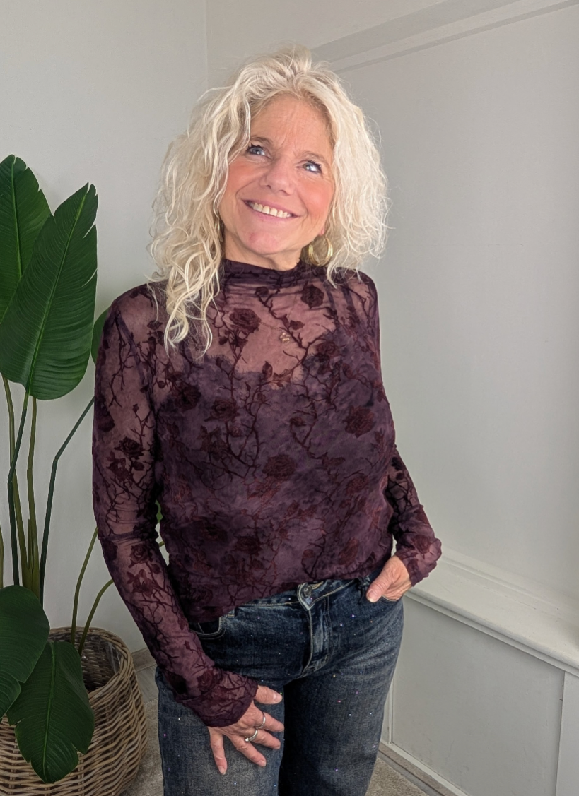 Mesh top rozen - Bordeaux
