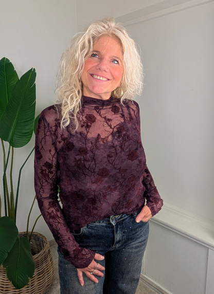Mesh top rozen - Bordeaux