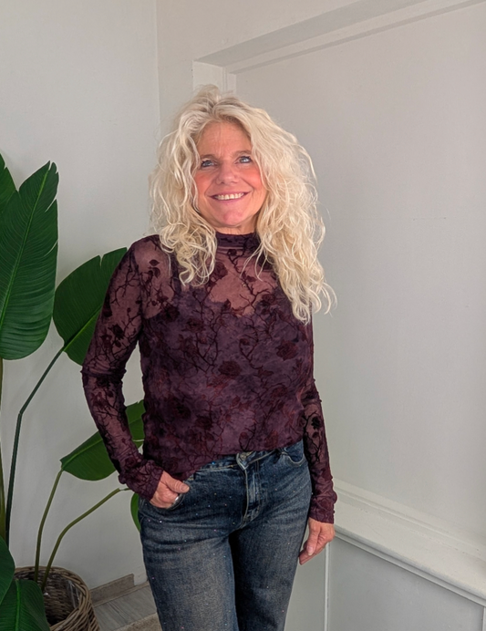 Mesh top rozen - Bordeaux