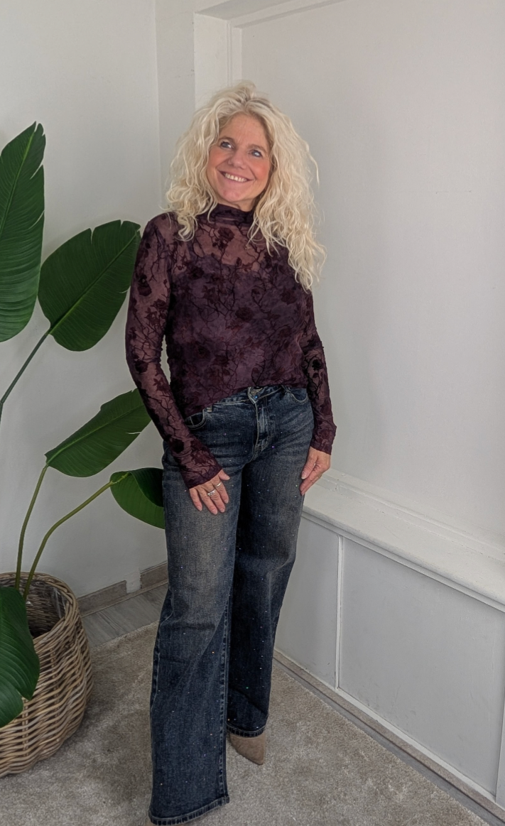 Mesh top rozen - Bordeaux