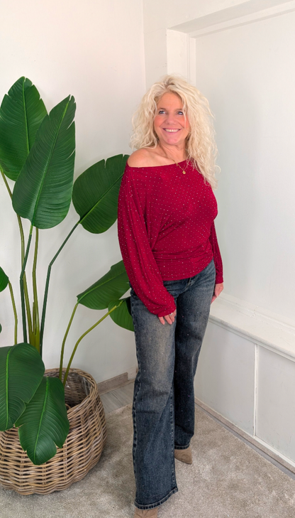 Glitter Gwenny top - Rood