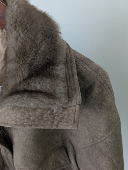 Bomber faux fur kraag jas - Zand