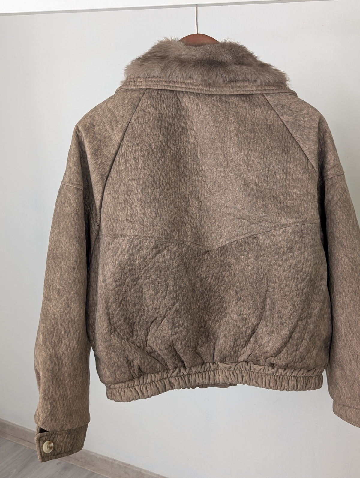 Bomber faux fur kraag jas - Zand