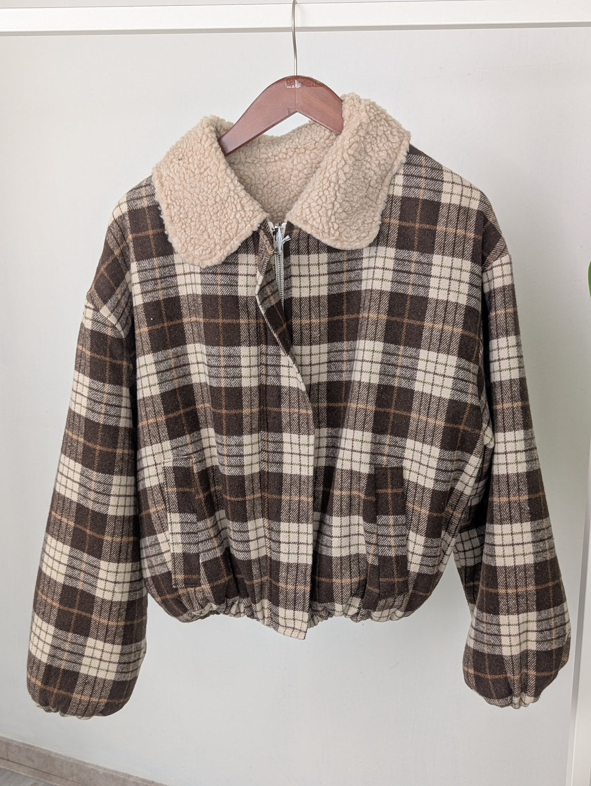 Reversible geruite jas - Bruin