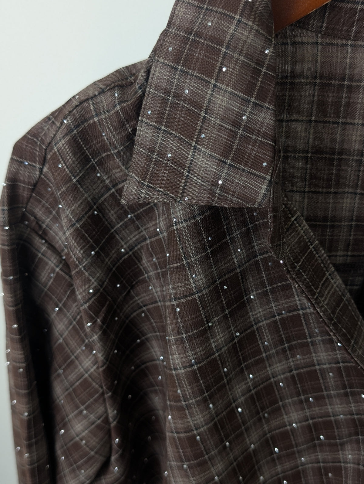 Geruite knoop blouse glitters - Bruin