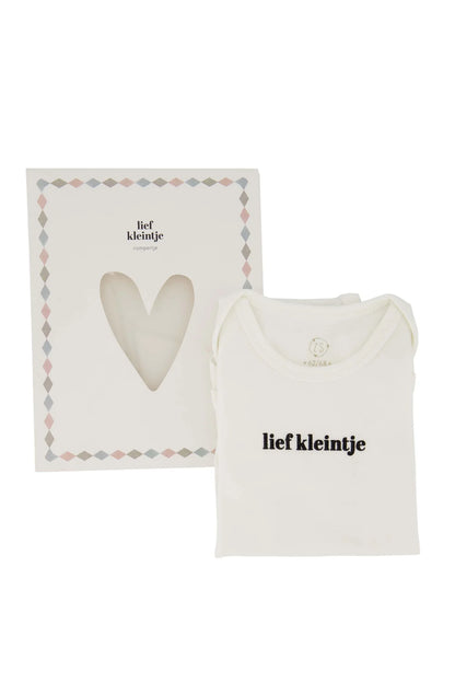 Zusss rompertje lief kleintje in doosje maat 62/68 wit/zwart