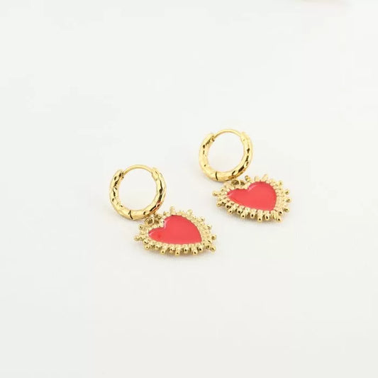 Luxe hart oorbellen rood